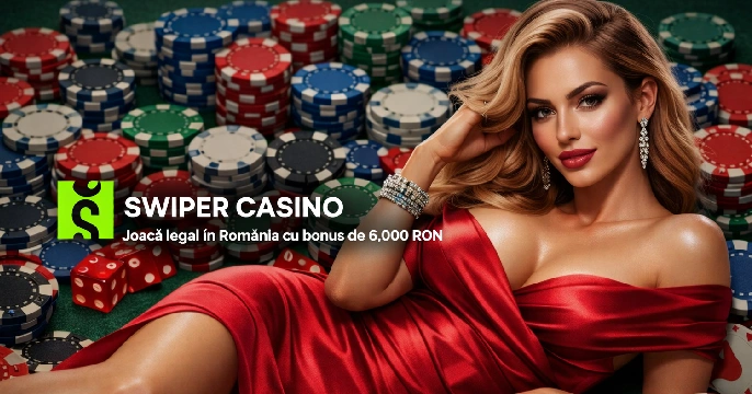 Banner principal Swiper Casino cu bonus de bun venit 6000 RON si 300 rotiri gratuite pentru jucatorii din Romania